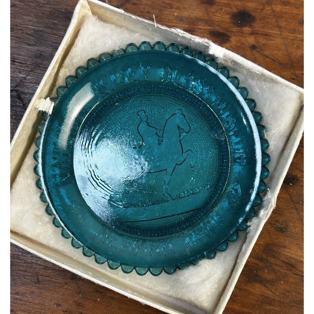 Vintage Pairpoint Glass Cup Plate Turquoise Heisey Glass Museum Newark OH